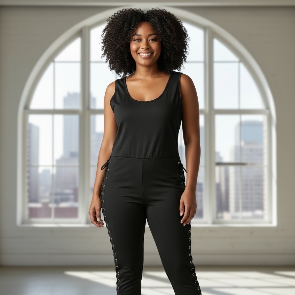 Black Side Laced Jumpsuit Tank Top
New